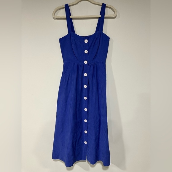 Maeve Blue Rosemary Midi Button Front Dress Sz 4 Pockets - Picture 8 of 8